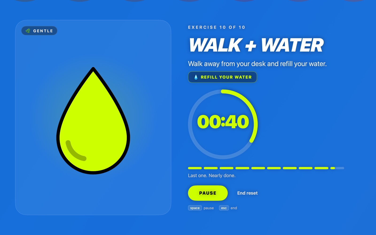 Walk and water: a volt droplet with a rising blue water background.
